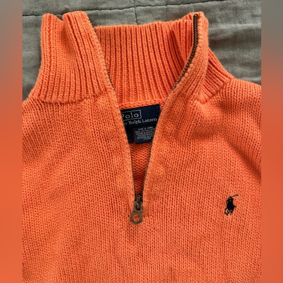 Kid’s Polo By Ralph Lauren Orange 3/4 Zip Sweater Size Small - Picture 3 of 7